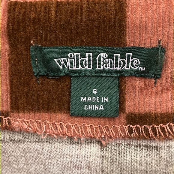 Womens Go-go Mini Skirt Size 6 Corduroy Chestnut Check Belt 70s Wild Fable - Picture 3 of 12